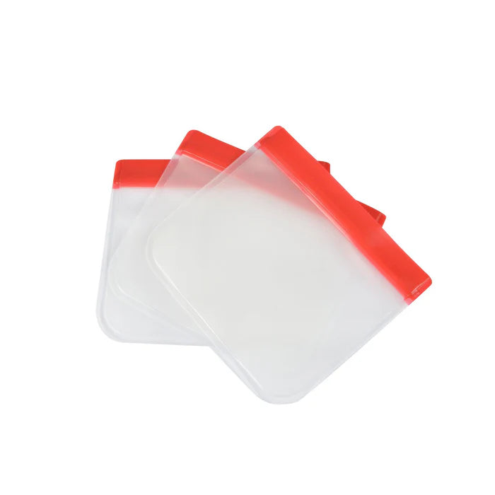SET OF 7 REUSABLE PEVA FOOD BAGS TRANSPARENT 3 SIZES