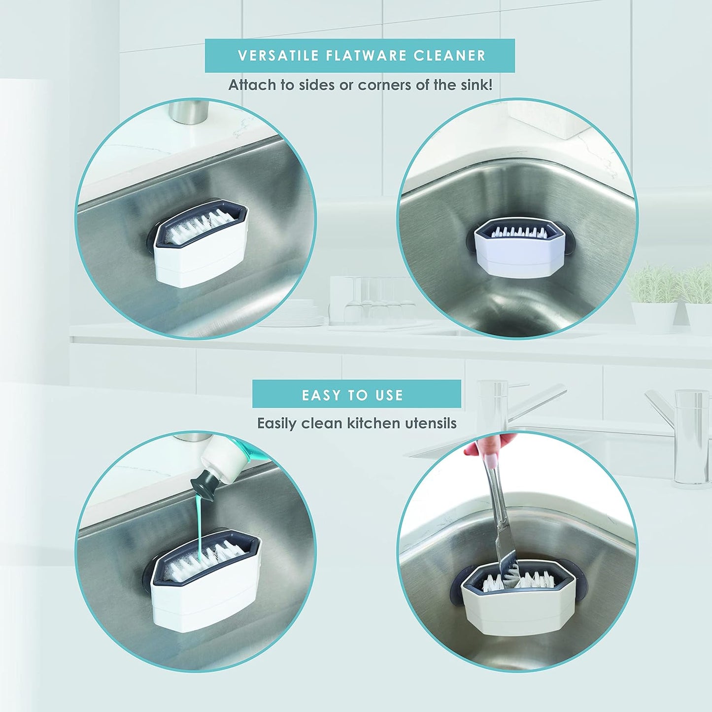 CUTLERY CLEANING BRUSH WITH SUCTION CUPS