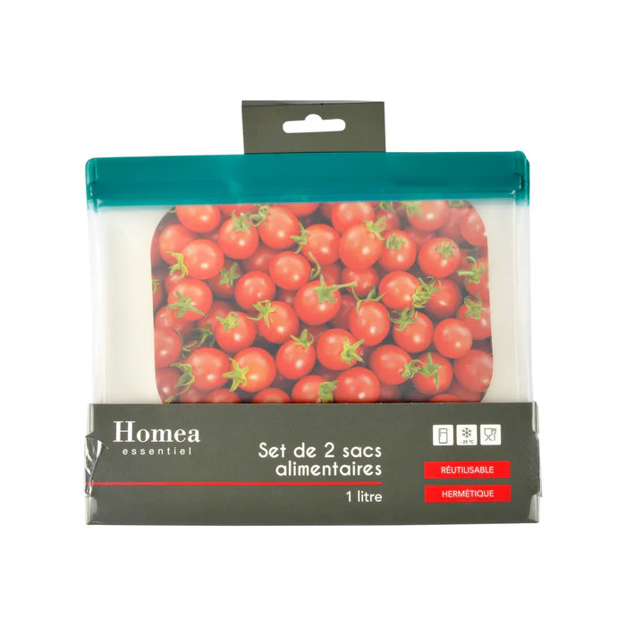 SET OF 7 REUSABLE PEVA FOOD BAGS TRANSPARENT 3 SIZES