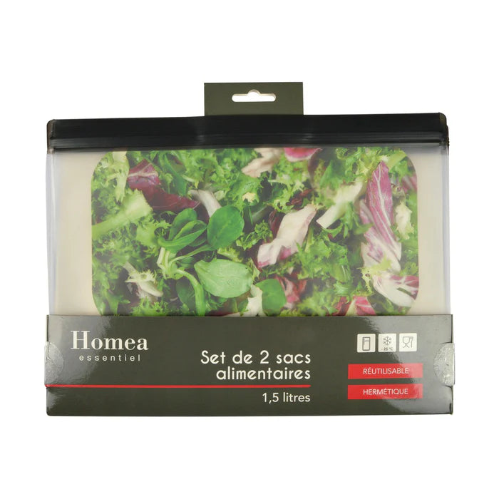 SET OF 7 REUSABLE PEVA FOOD BAGS TRANSPARENT 3 SIZES