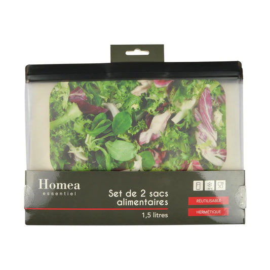 SET OF 7 REUSABLE PEVA FOOD BAGS TRANSPARENT 3 SIZES