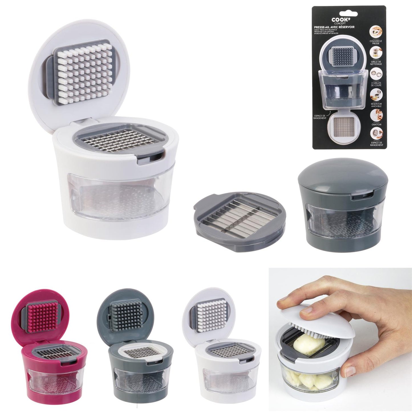 GARLIC PRESS WITH RECEPTACLE