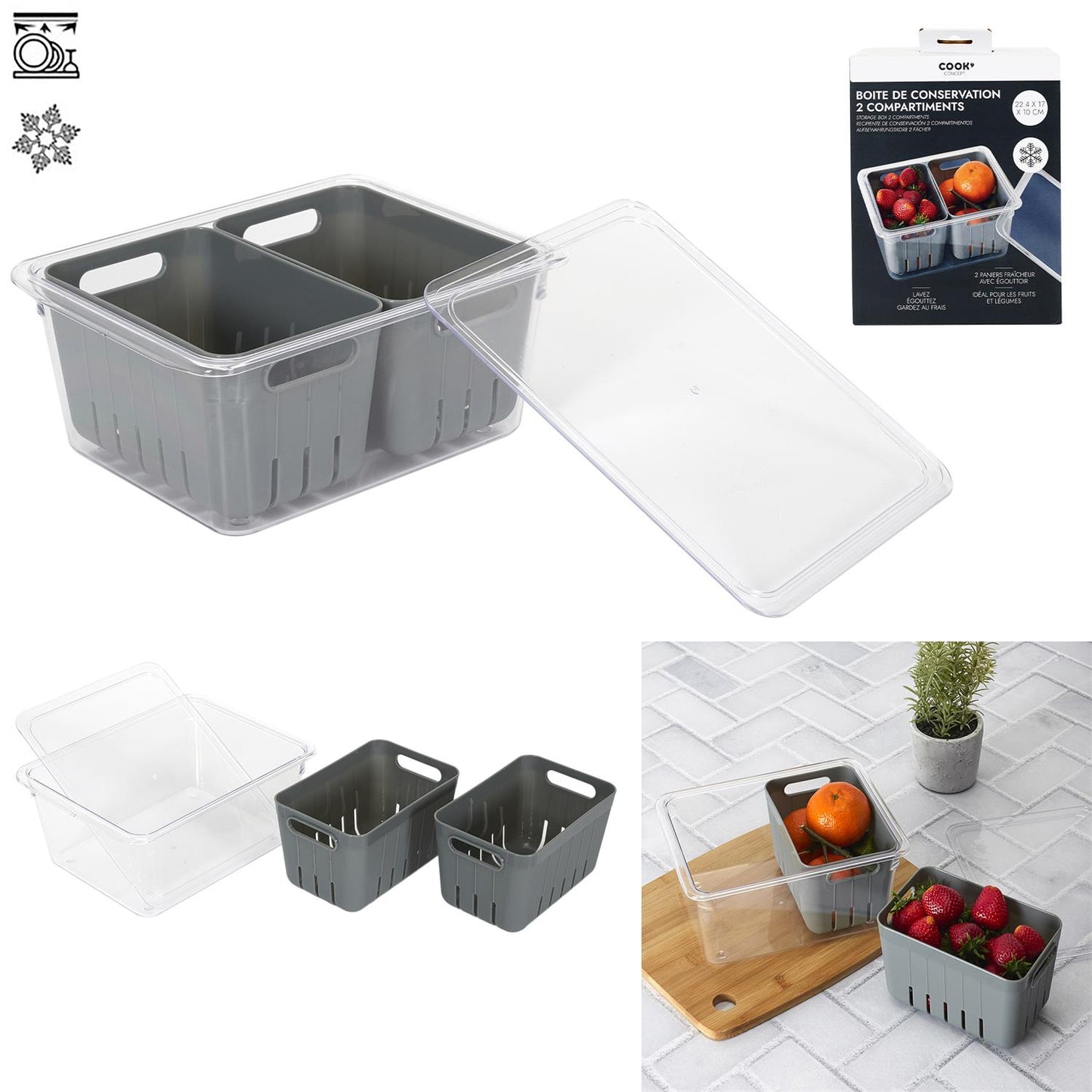 FRUIT AND VEGETABLE STORAGE WITH 2 COMPARTMENTS From COOK