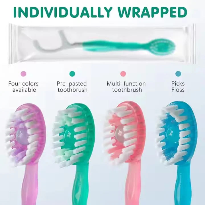 5 in 1 Disposable Mini Travel Toothbrushes (12 per bag)